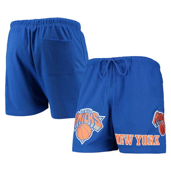 Men's New York Knicks Royal Chenille Shorts - Click Image to Close